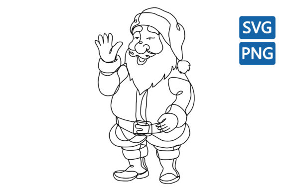 Christmas Gnome Santa Claus One Line Art Graphics